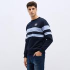 Men's Deep Midnight Navy Crew Neck Casual Sweatshirt, Navy Blue, small image number null