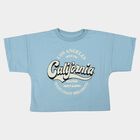 Girls Light Blue Crew Neck Crop T-Shirt, Light Blue, small