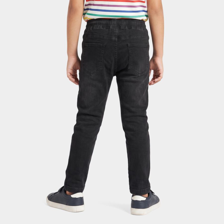 Boys' Black Drawstring Jeans, Black, large