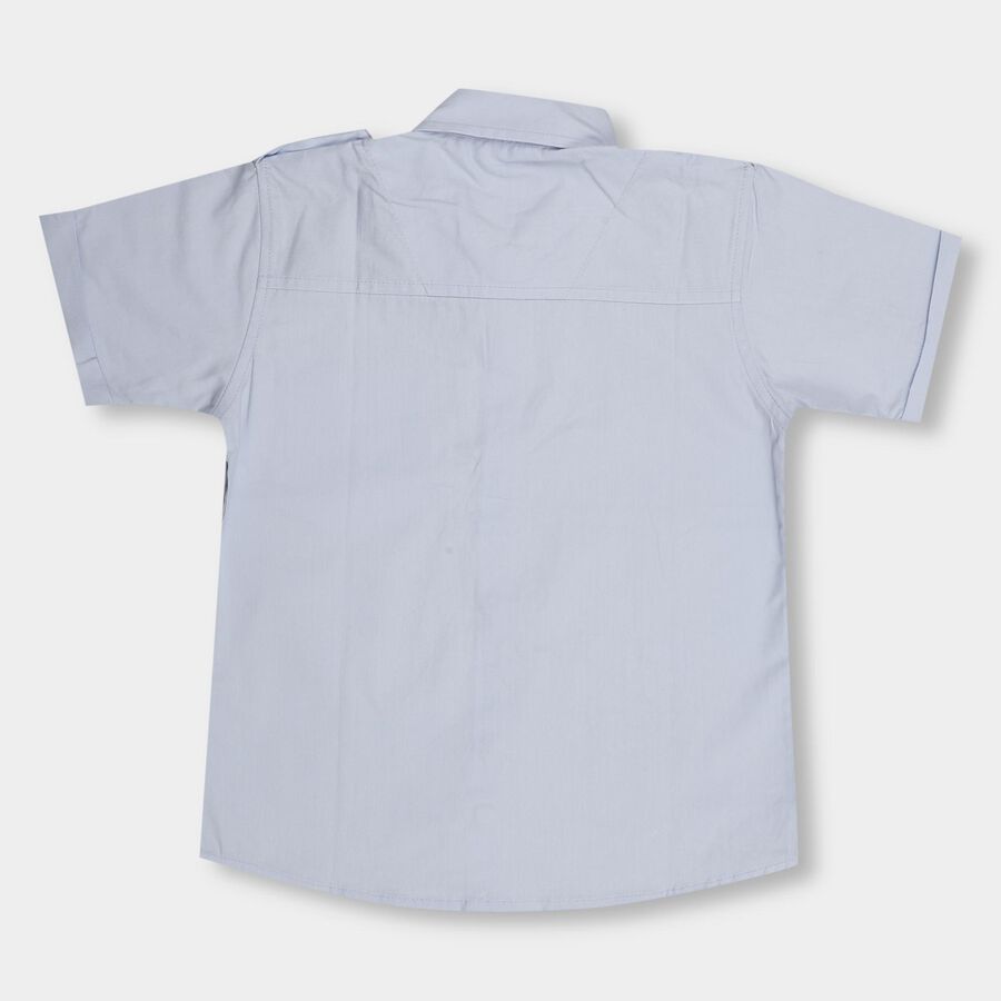 Boys' Light Powder Blue Cotton Classic Collar Casual Shirt, Light Blue, large image number null