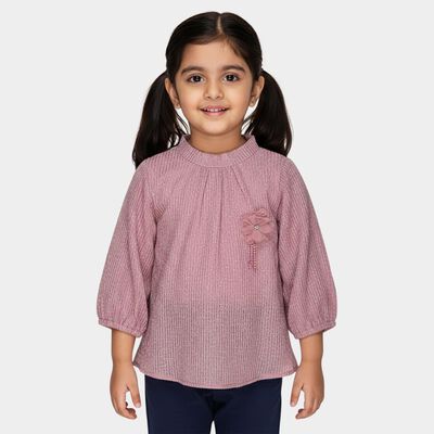 Girls' Pink High Neck Romantic T-Shirt