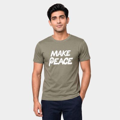 Men's Olive Green Round Neck Regular T-Shirt