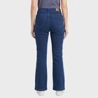 Women's Blue Bootcut Fit Lightly Faded Jeans, मध्यम नीला, small