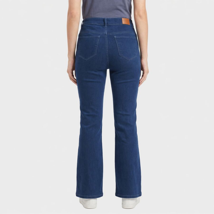Women's Blue Bootcut Fit Lightly Faded Jeans, मध्यम नीला, large