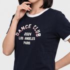 Women's Navy Blue Round Neck Regular T-Shirt, नेवी ब्लू, small