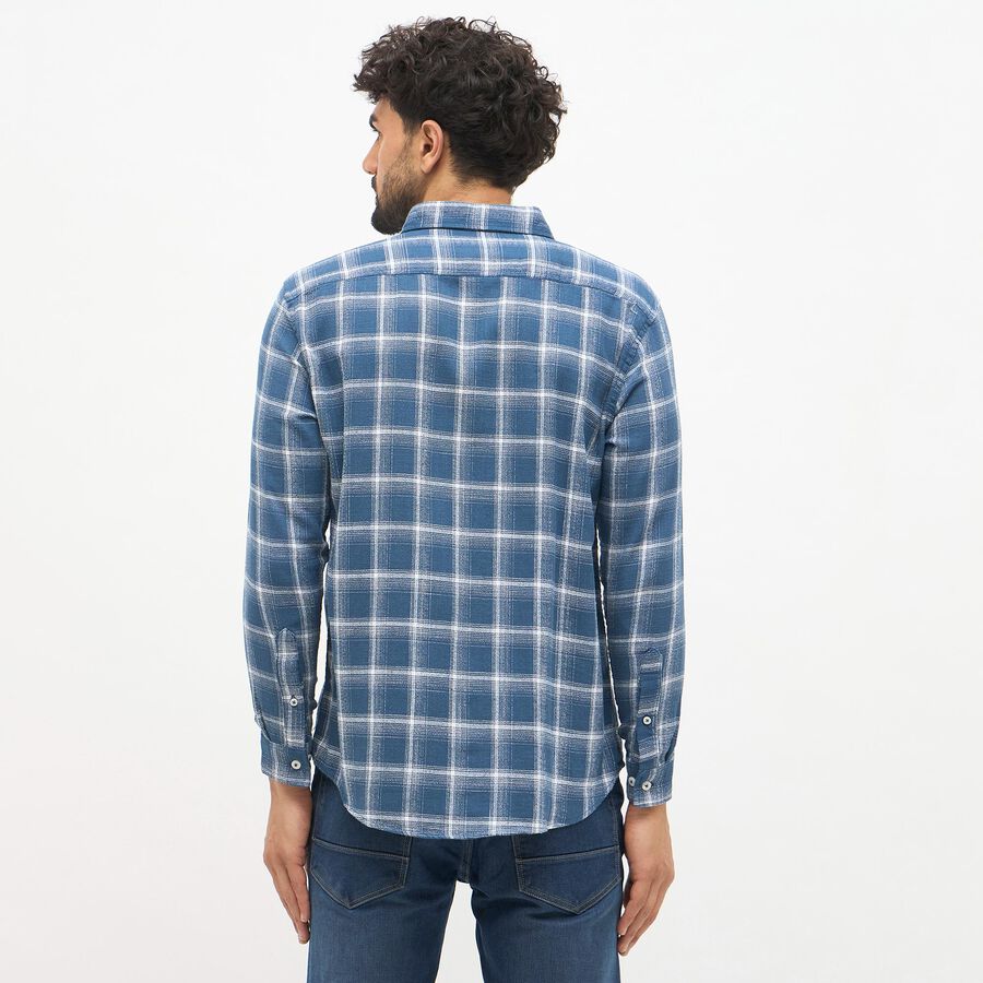 Men's Muted Steel Blue Cotton Full Sleeve Spread Collar Casual Shirt, रॉयल ब्लू, large image number null