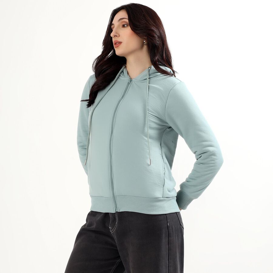 Women's Light Sage Green Hooded Casual Sweatshirt, हल्का हरा, large image number null