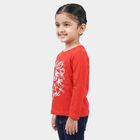 Girls Red Round Neck Regular Top, Red, small