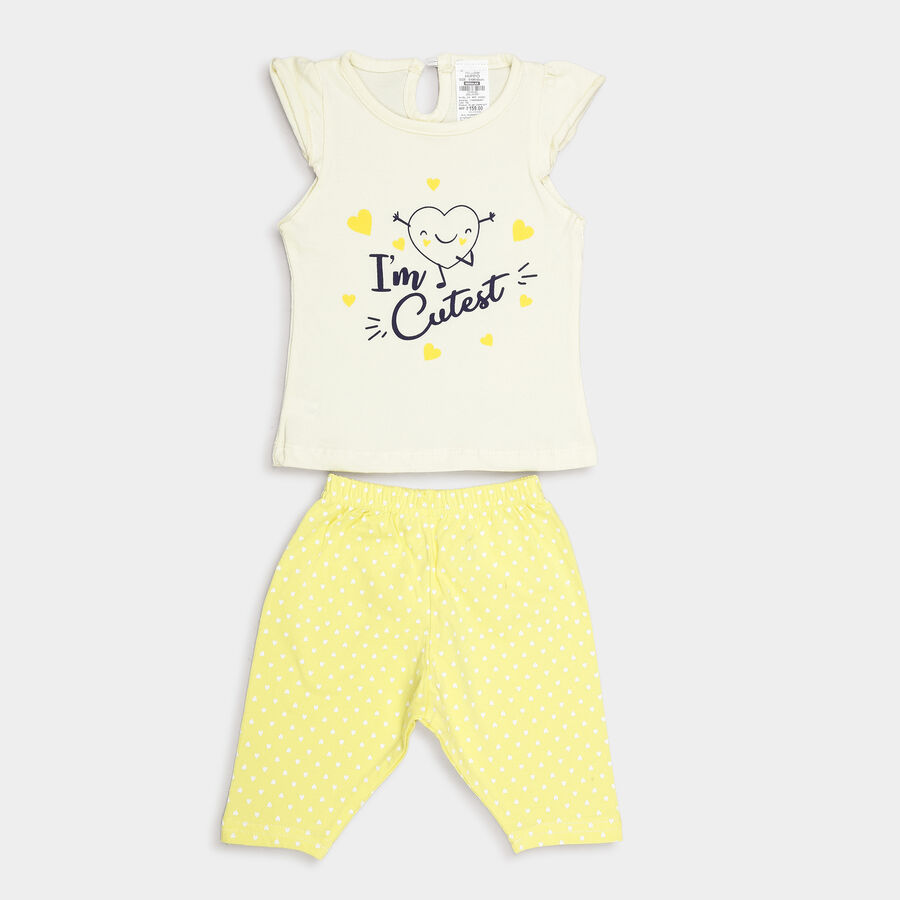 Infants Cotton Capri Set, Yellow, large image number null
