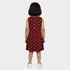 Girls' Wine A-Line Bunny Printed Sleeveless Frock, Wine, small