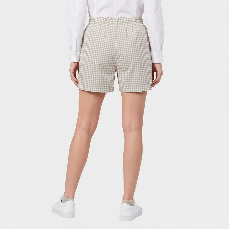 Women's Beige Regular Fit Checked Shorts, Beige, large