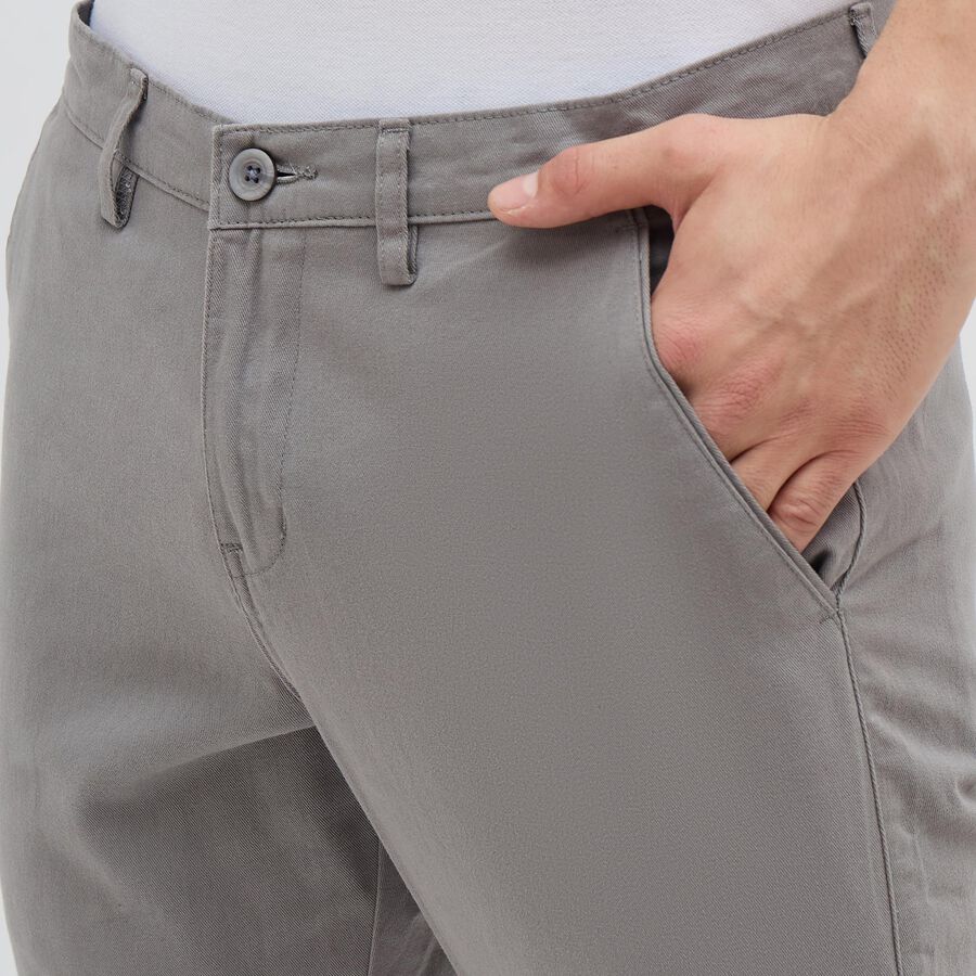 Men's 100% Cotton Slim Fit Casual Trousers, Light Grey, large