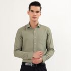 Men's Muted Olive Green Spread Collar Formal Shirt, ओलिव, small