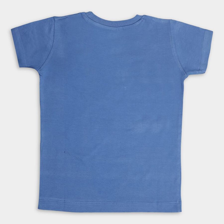 Boys Cotton T-Shirt, मध्यम नीला, large image number null