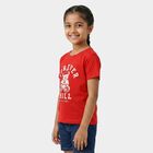 Girls' Red Crew Neck Regular T-Shirt, Red, small
