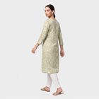 Women's Sage Green V-Neck Printed Kurta, हल्का हरा, small