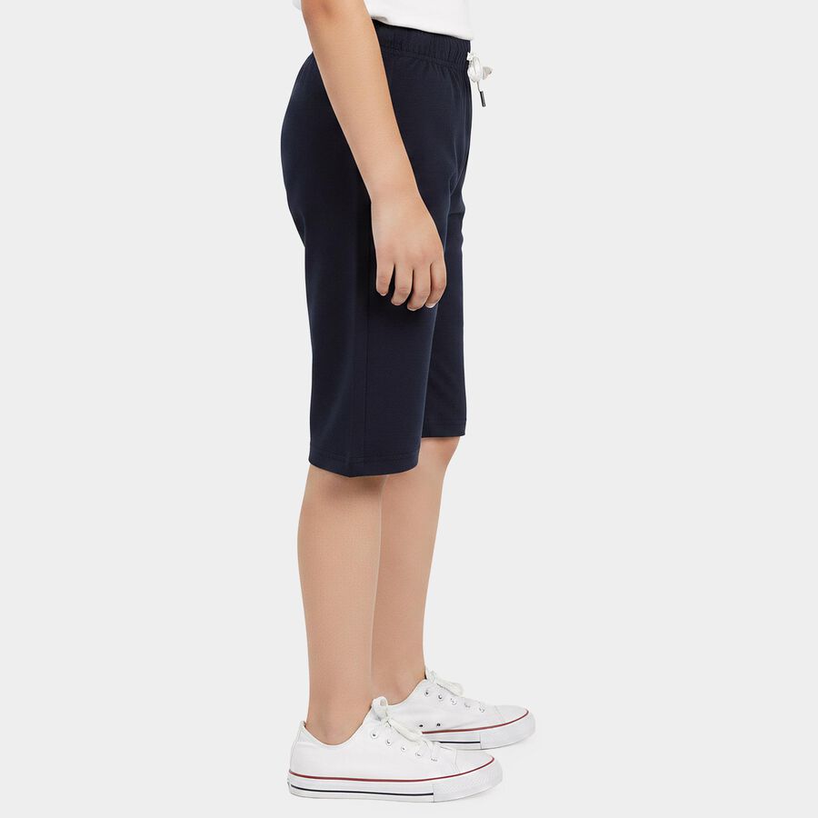 Boys' Navy Blue Regular Fit Graphic Print Jamaican Shorts, नेवी ब्लू, large