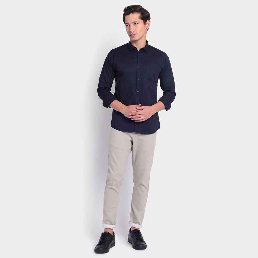 Men's 100% Cotton Casual Shirt, गहरा नीला, large image number null