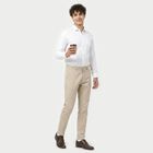 Men's Silver Slim Fit Flat-Front Chino Trousers, सिल्वर, small