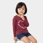 Girls' Purple Round Neck Regular Top, Purple, small
