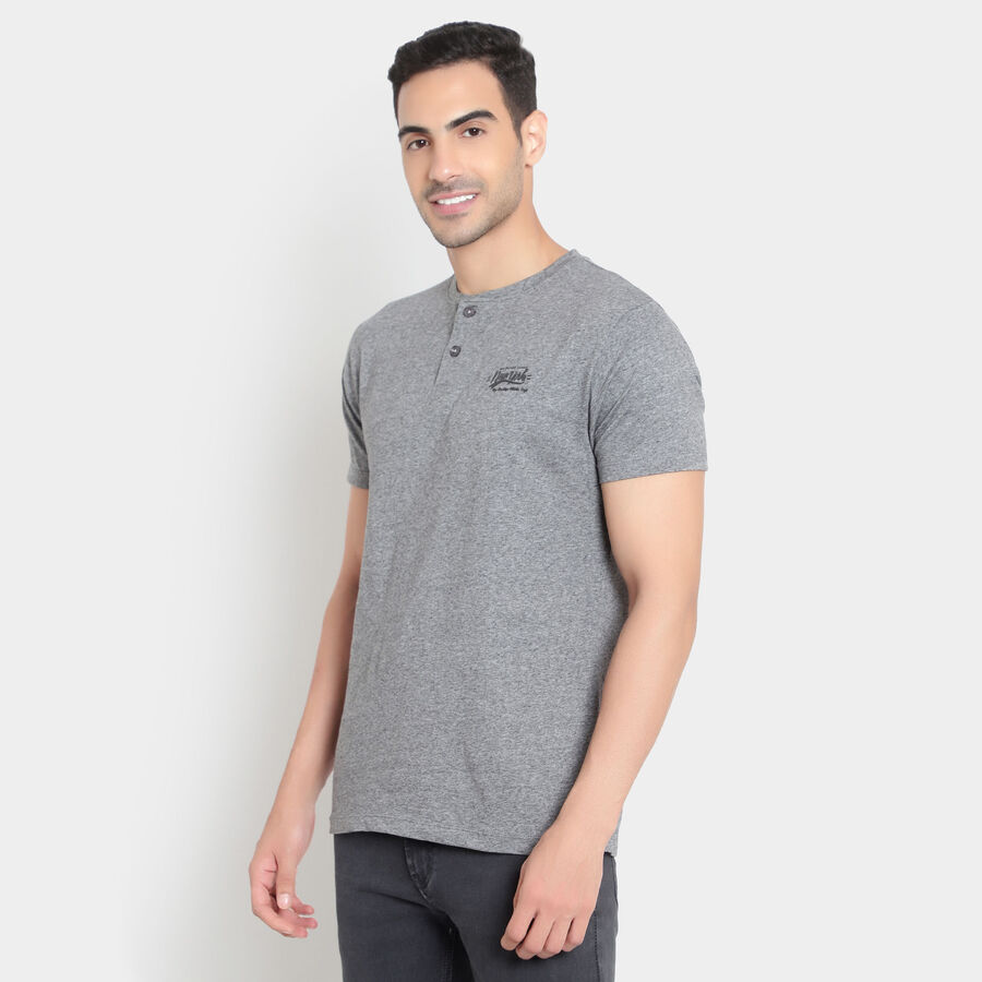 Solid Henley T-Shirt, Charcoal, large image number null