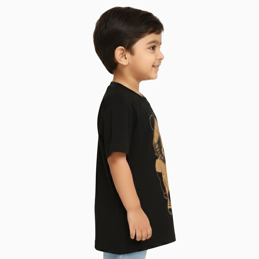 Boys Jet Black Crew Neck Casual T-Shirt, Black, large image number null