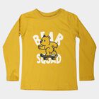 Boys Mustard Cotton Blend Round Neck Regular Boys T-Shirt, Mustard, small