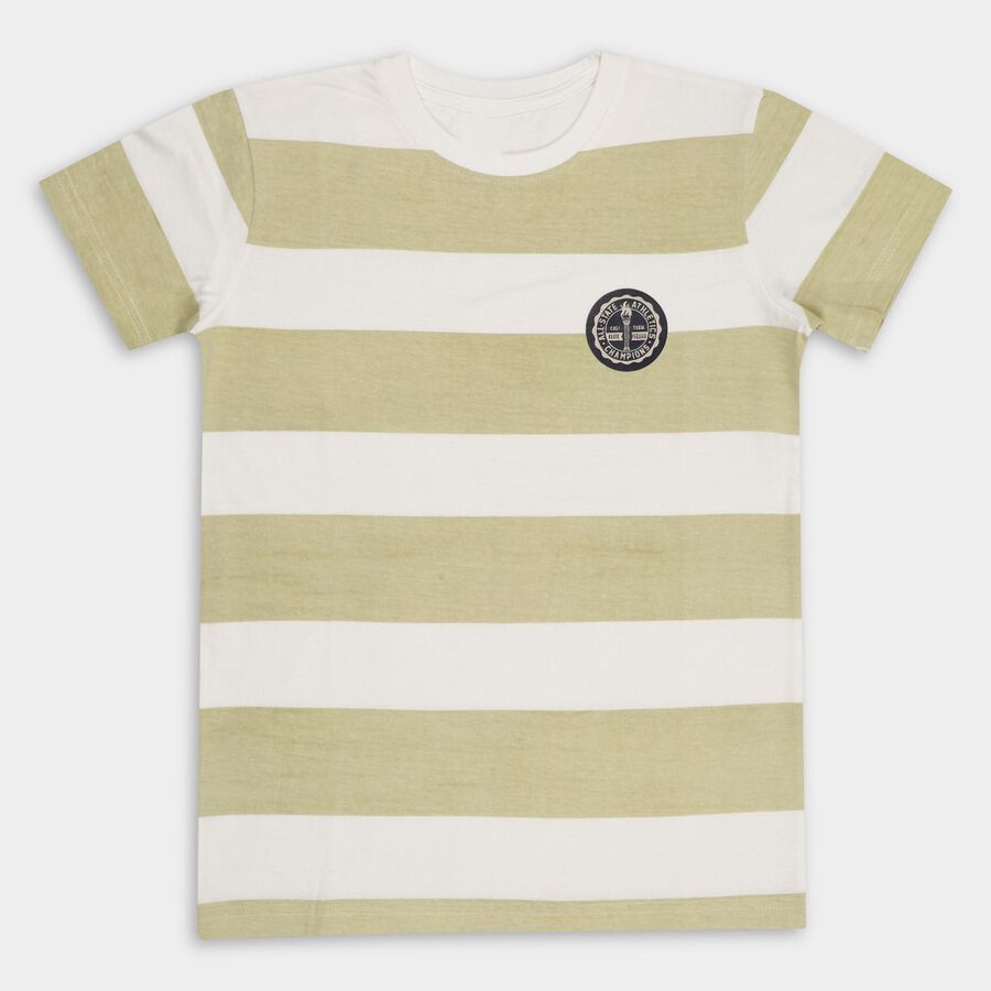 Boys' 100% Cotton Half Sleeves T-Shirt, हल्का हरा, large image number null