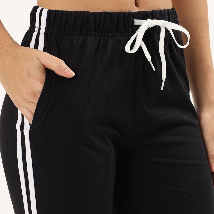 Women's Jet Black Regular Fit Track Pants, Black, large image number null