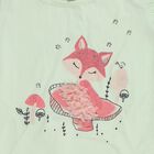 Girls Light Sage Green Cotton Round Neck Casual T-Shirt, Light Green, small image number null