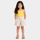 Girls' White Cotton Regular Fit Shorts, ऑफ व्हाइट, small