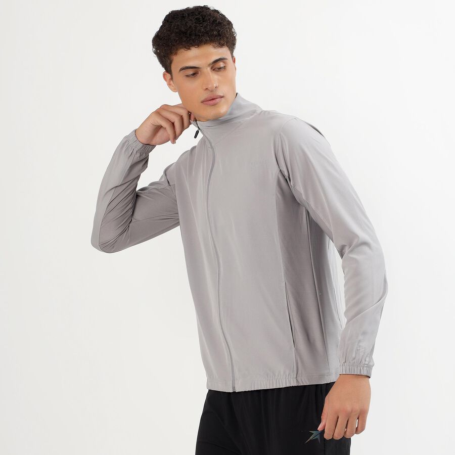 Men's Light Grey Zip Athleisure Jacket, हल्का ग्रे, large image number null