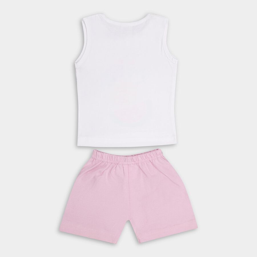 Infants' 100% Cotton Round Neck Short Set, White, large