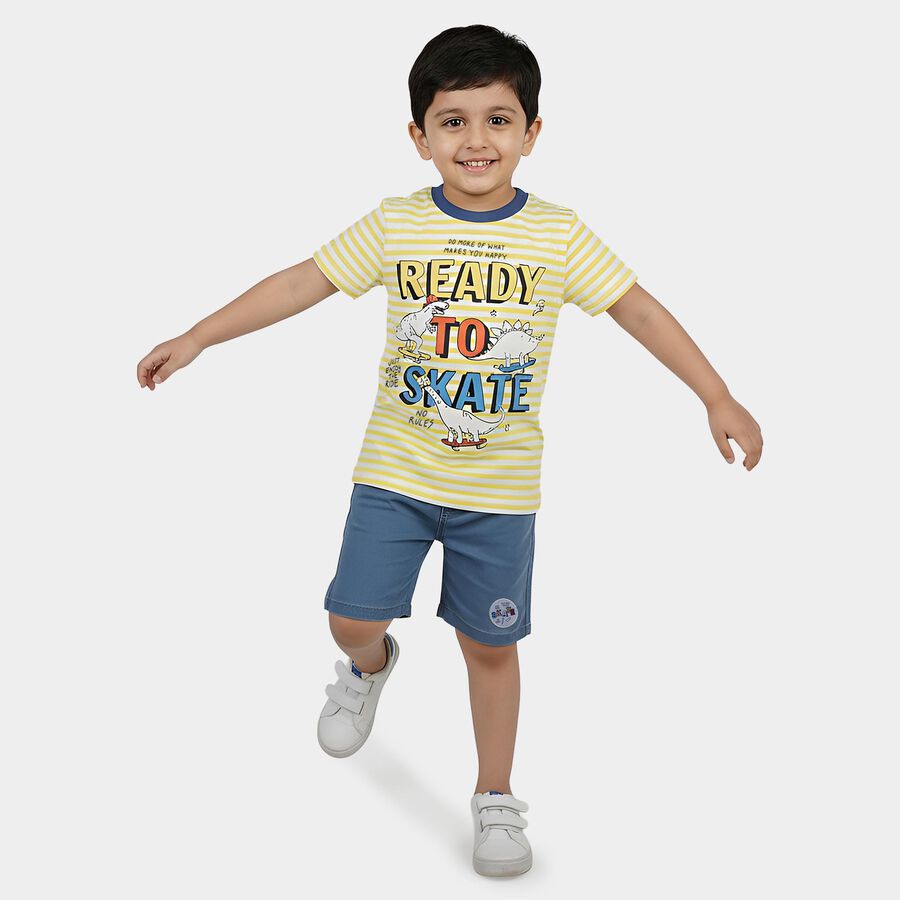 Boys White 100% Cotton Round Neck Dinosaur Printed Baba Suit, सफ़ेद, large