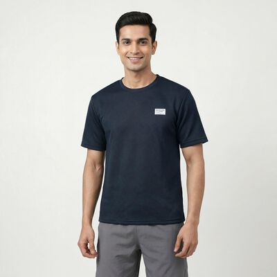 Men's Blue Round Neck Athleisure Drifit T-Shirt