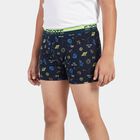 Boys Navy Blue Regular Fit Printed Trunks, नेवी ब्लू, small