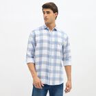 Men's Light Blue and White Spread Collar Casual Shirt, Light Blue, small image number null