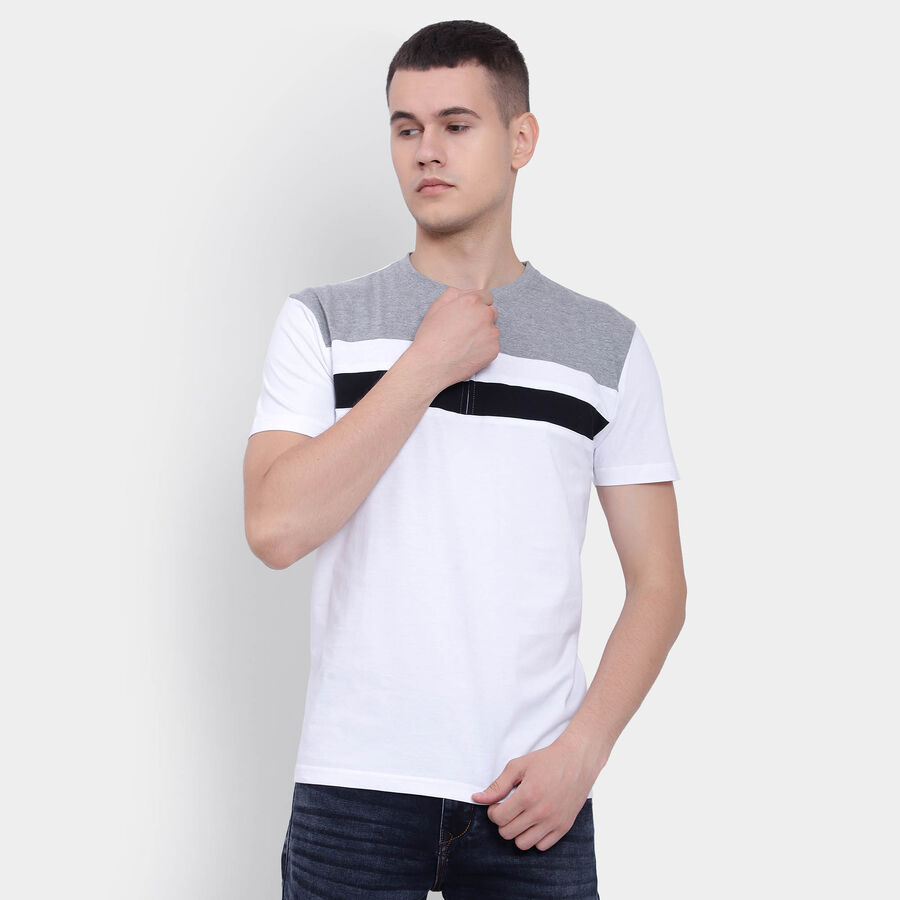 Stripes Henley T-Shirt, White, large image number null