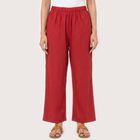 Women's Maroon Regular Fit Striped Palazzos, Maroon, small