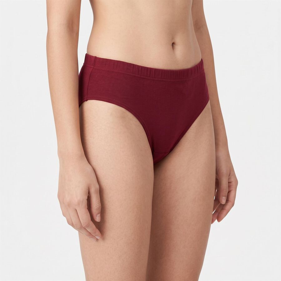 Women Wine Regular Fit Solid Panty, वाइन, large