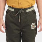 Boys' Olive Green Regular Fit Drawstring Trousers, ओलिव, small