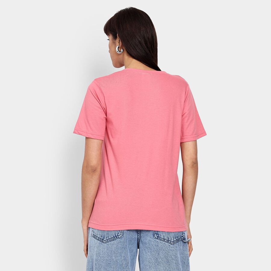 Ladies' Round Neck T-Shirt , गुलाबी, large image number null