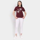 Ladies' Round Neck T-Shirt, Wine, small