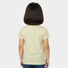 Girls' Yellow Cotton Round Neck Casual T-Shirt, पीला, small