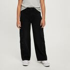 Girls' 100% Cotton Jeans, काला, small image number null