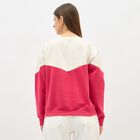 Women's Bright Pink and White Crew Neck Casual Sweatshirt, Fuchsia, small image number null