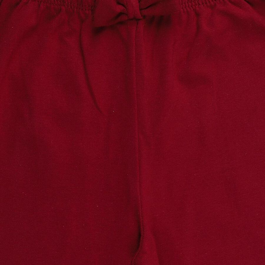 Girls' Red Slim Fit Solid Cotton Blend Legging, लाल, large