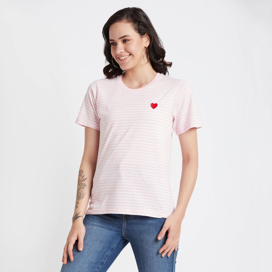 All Over Print Round Neck T-Shirt, हल्का गुलाबी, large image number null
