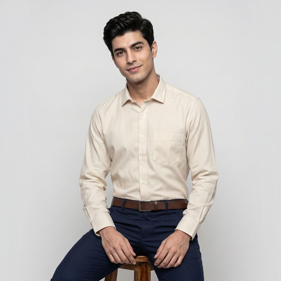 Men's Beige Formal Shirt, Beige, large