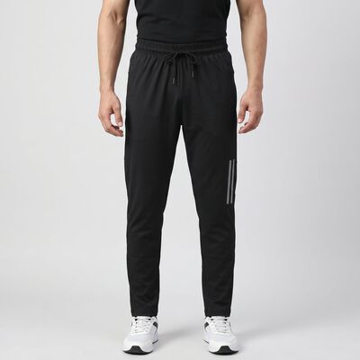 Men's Black Slim Fit Reflective Stripe Track Pants